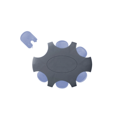 A NoWax filter set: a round black and blue plastic device with five evenly spaced blue suction cups, plus a detachable NoWax filter piece, shown against a white background.